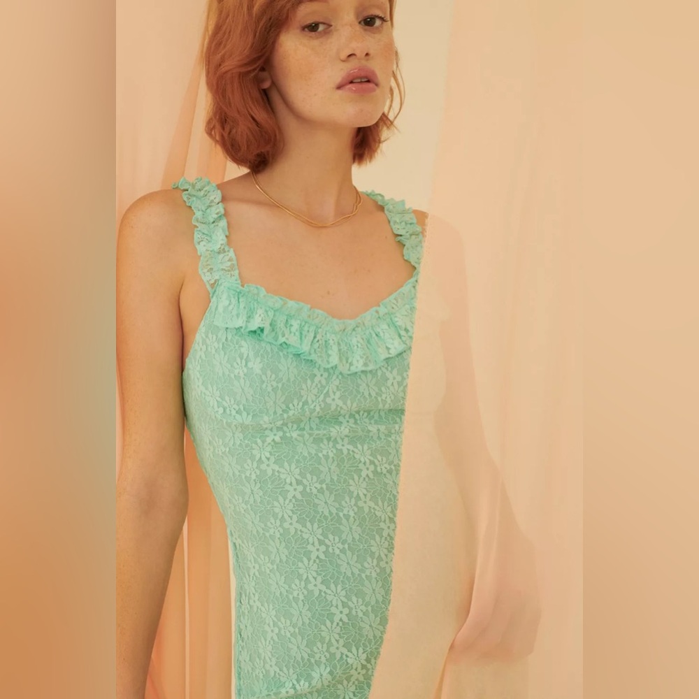 Urban Outfitters Lace Ruffle Bustier Mini Dress
